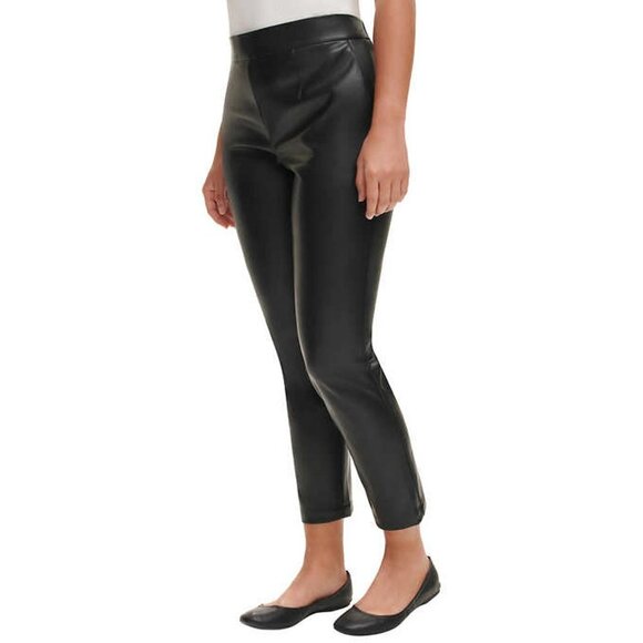 NEW DKNY Jeans Faux Leather Pant | Black - Picture 4 of 6